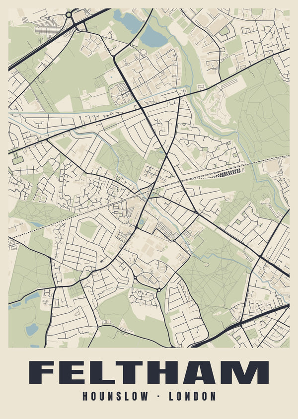 Feltham Heritage Street Map Poster