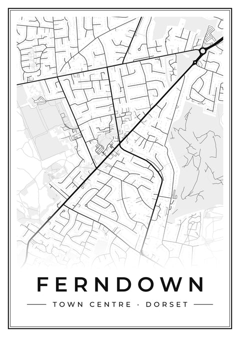 Ferndown Town Centre Street Map Poster