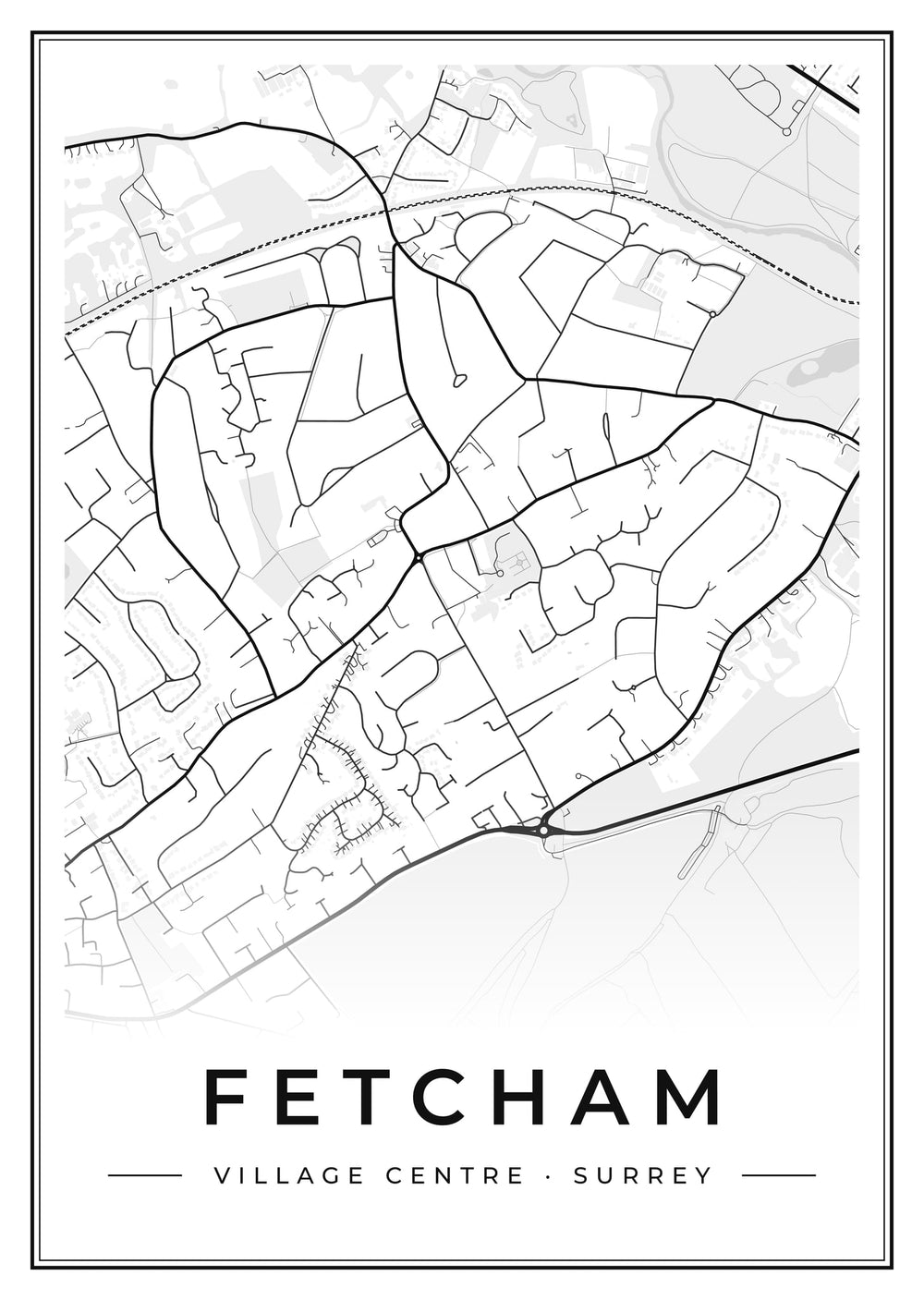 Fetcham Village Centre Street Map Poster