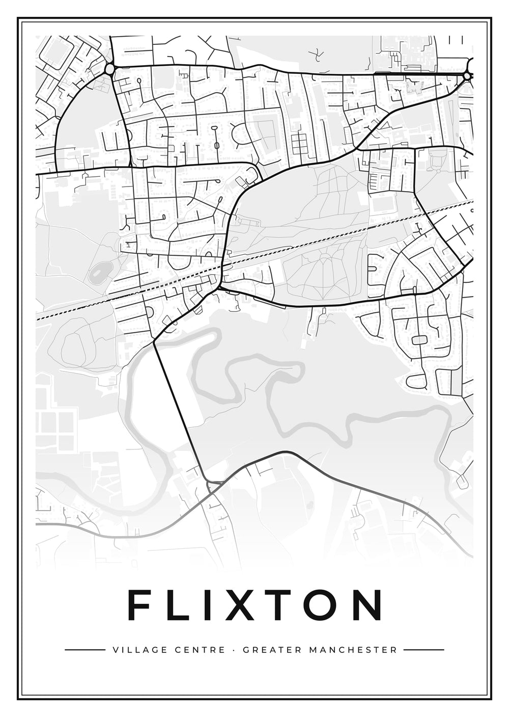 Flixton Village Centre Street Map Poster