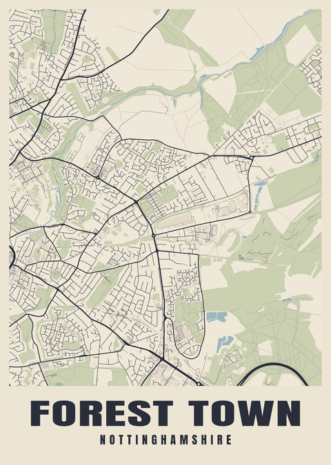 Forest Town Street Map Poster