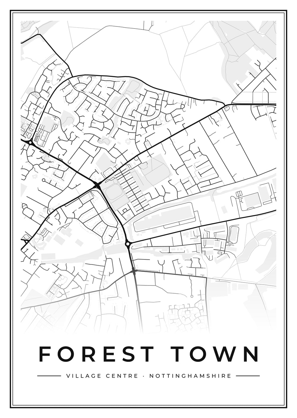 Forest Town Village Centre Street Map Poster