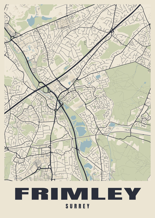 Frimley Street Map Poster