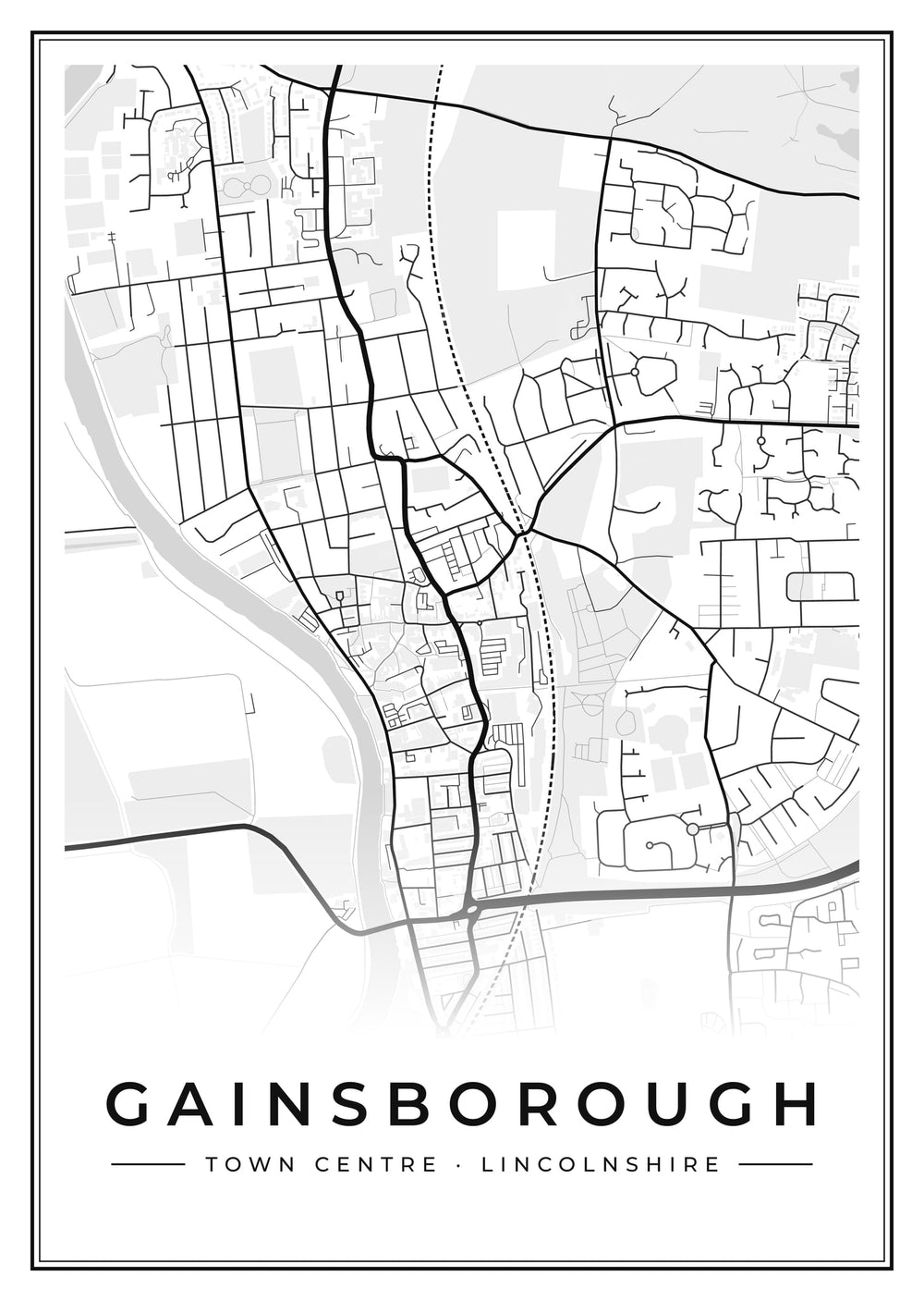 Gainsborough Town Centre Street Map Poster
