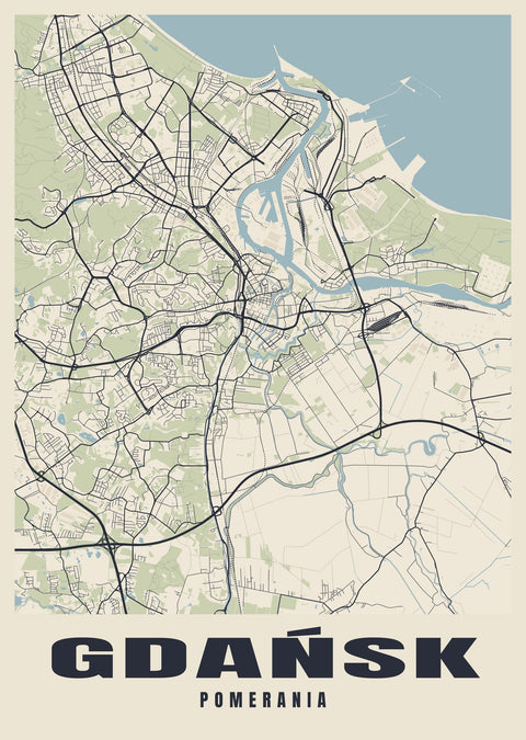 Gdańsk Street Map Poster