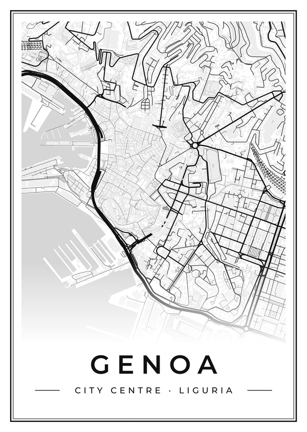 Genoa City Centre Street Map Poster
