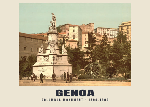 Columbusmonument, Genua — 1890–1900 · Historische fotochroomprint