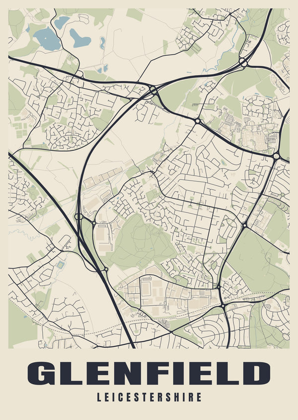 Glenfield Street Map Poster