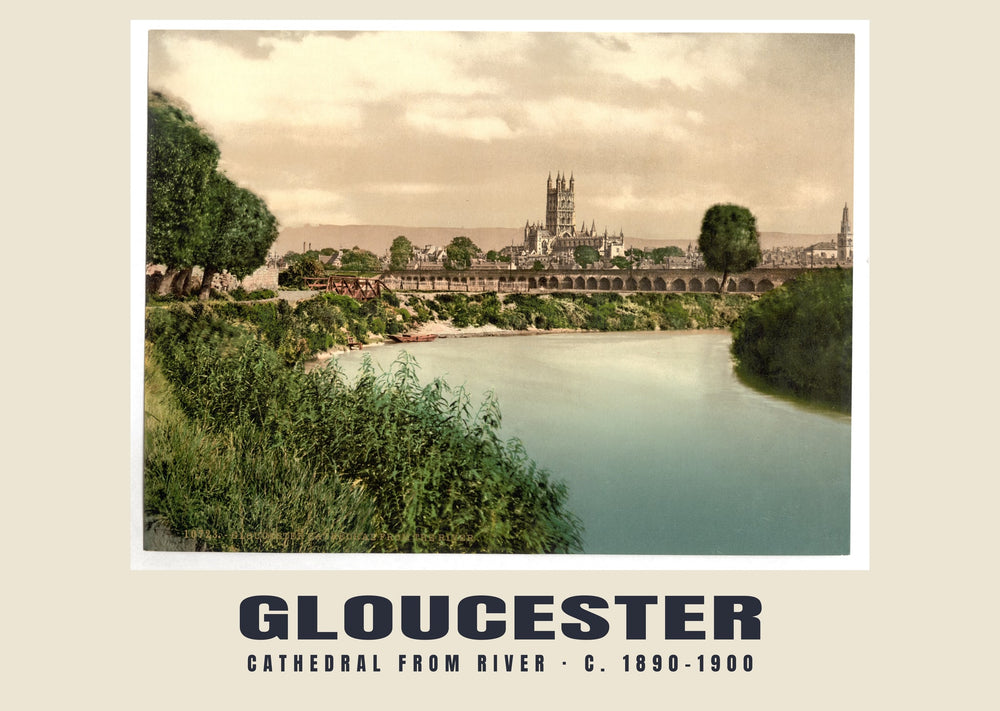 Cathedral from river, Gloucester, c. 1890–1900 Heritage Print