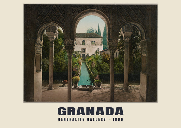 Generalife Gallery, Granada — 1890 · Vintage photochrom print