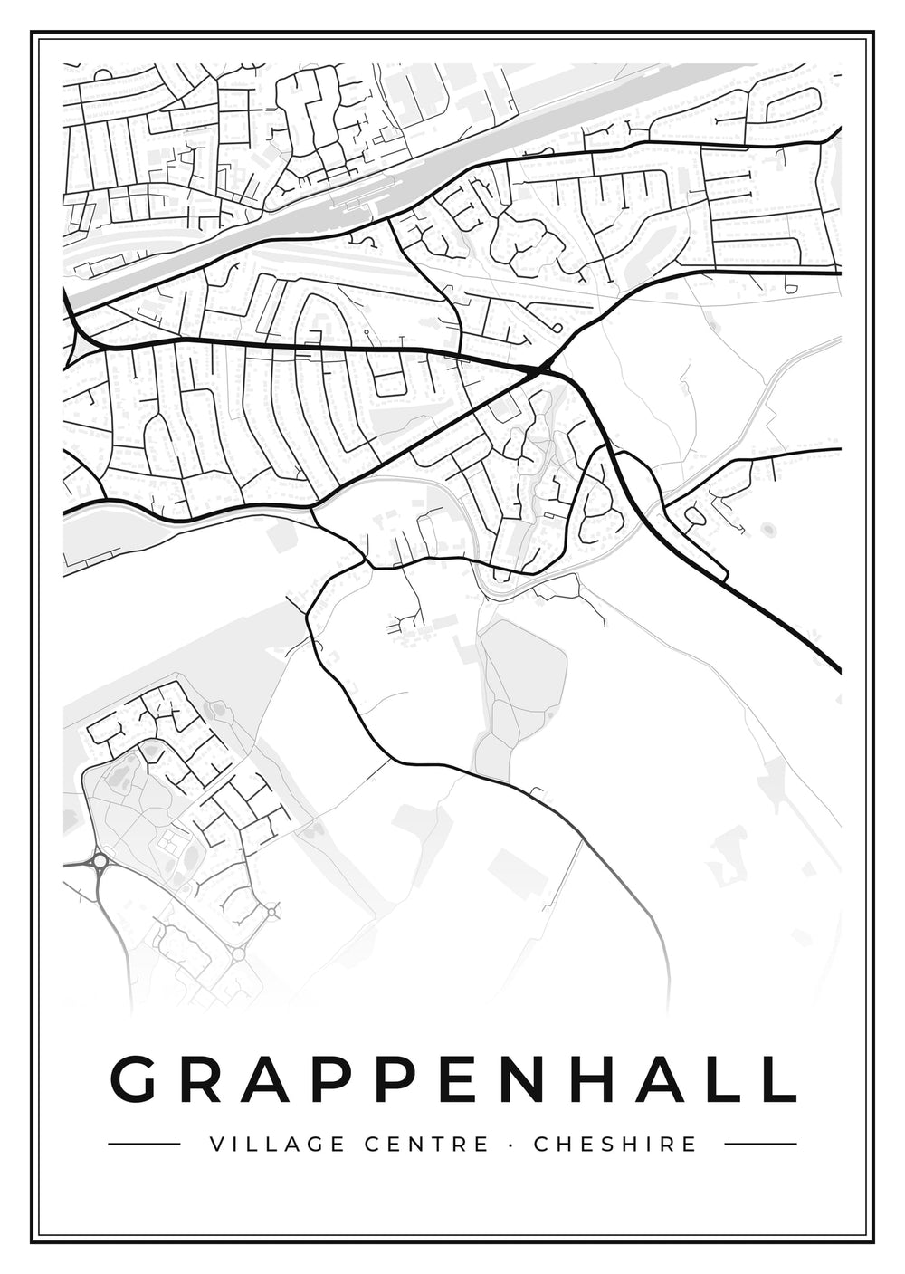 Grappenhall Village Centre Street Map Poster
