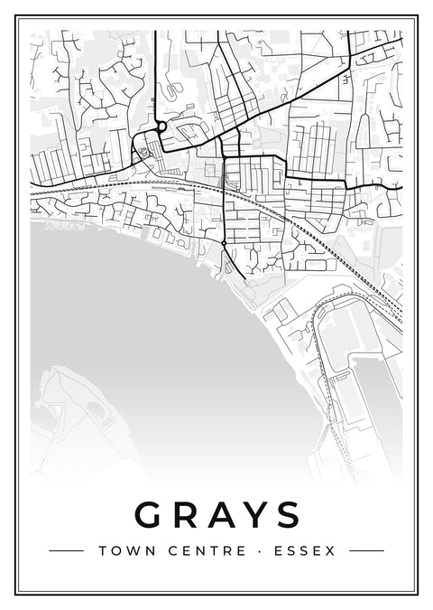 Grays Town Centre Street Map Poster
