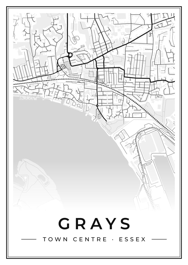Grays Town Centre Street Map Poster