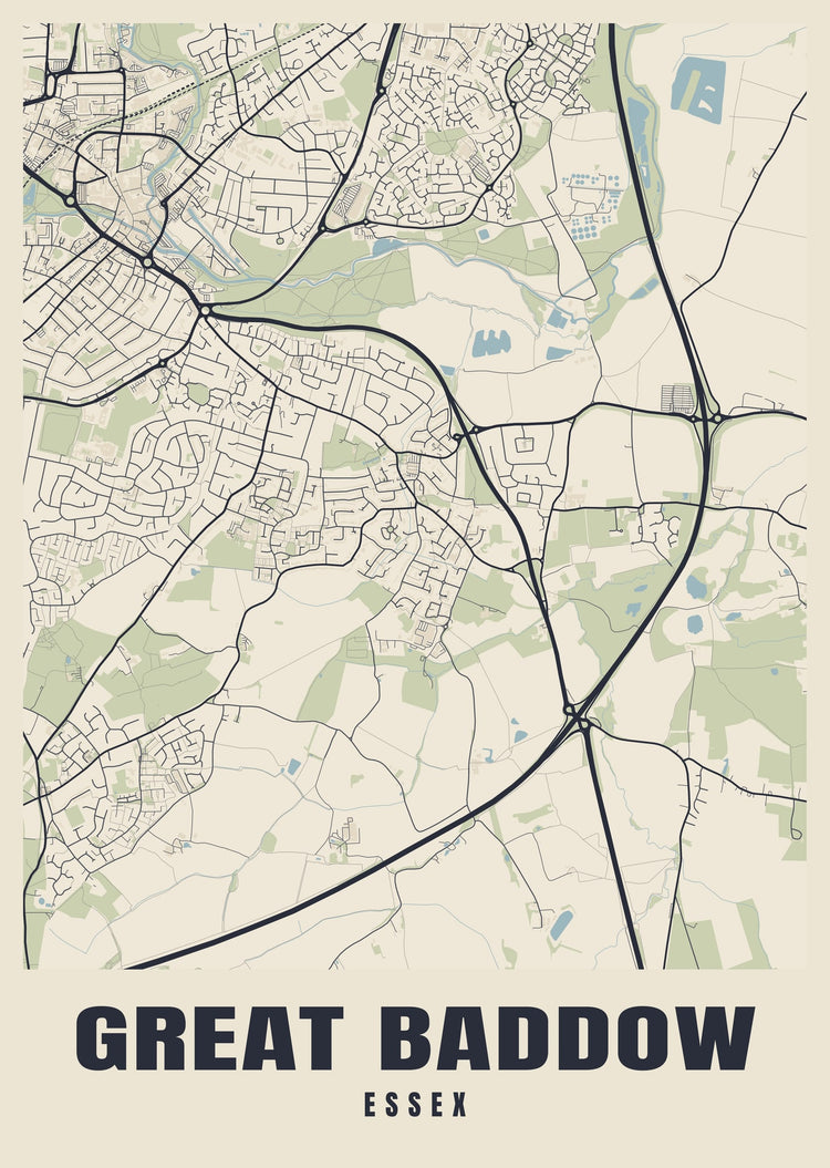 Great Baddow Street Map Poster