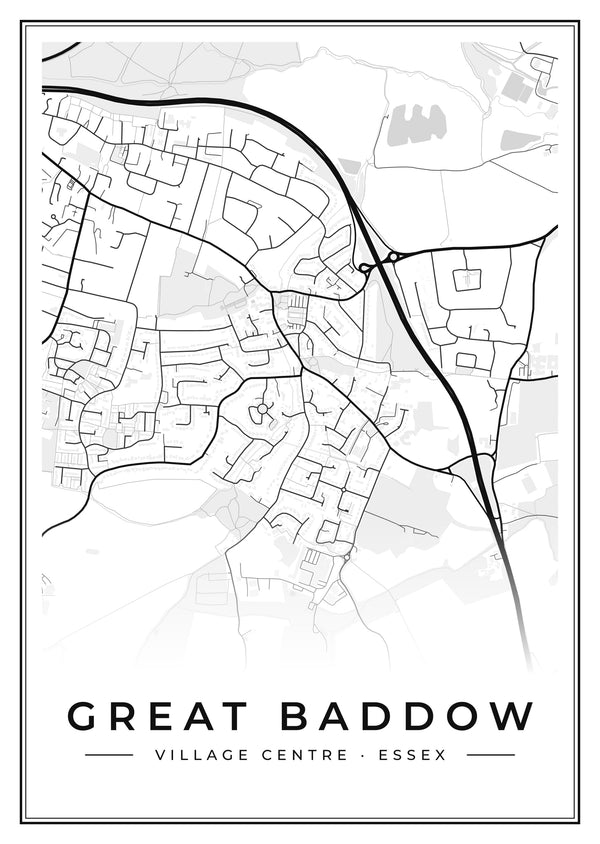 Great Baddow Village Centre Street Map Poster