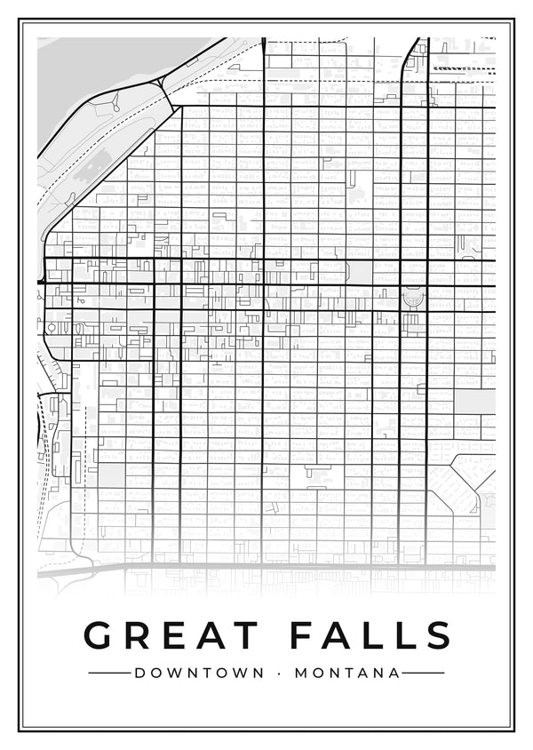 Great Falls Downtown Street Map Poster