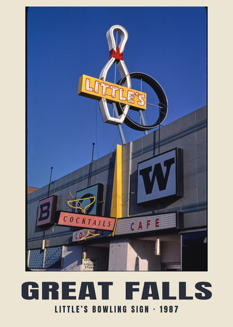 Schild von Little’s Bowling, Great Falls, Montana — 1987