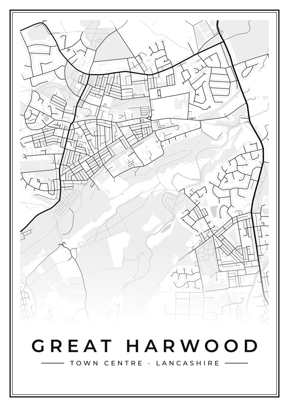 Great Harwood Town Centre Street Map Poster