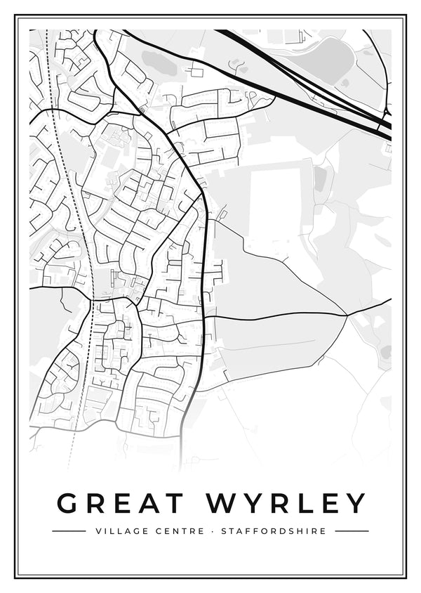 Great Wyrley Village Centre Street Map Poster