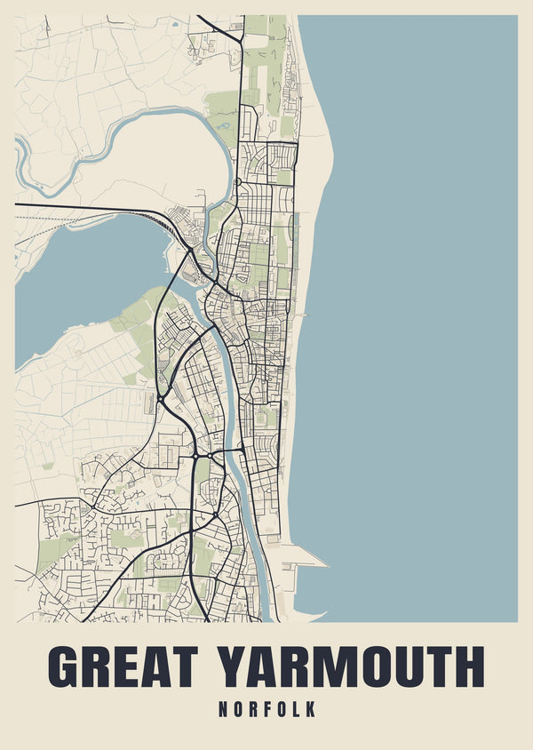Great Yarmouth Street Map Poster