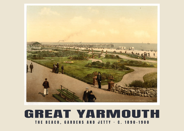 The beach, gardens and jetty, Great Yarmouth, c. 1890–1900 Heritage Print