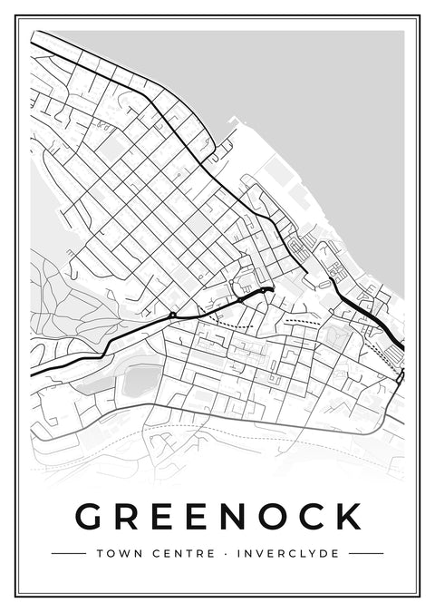 Greenock Town Centre Street Map Poster