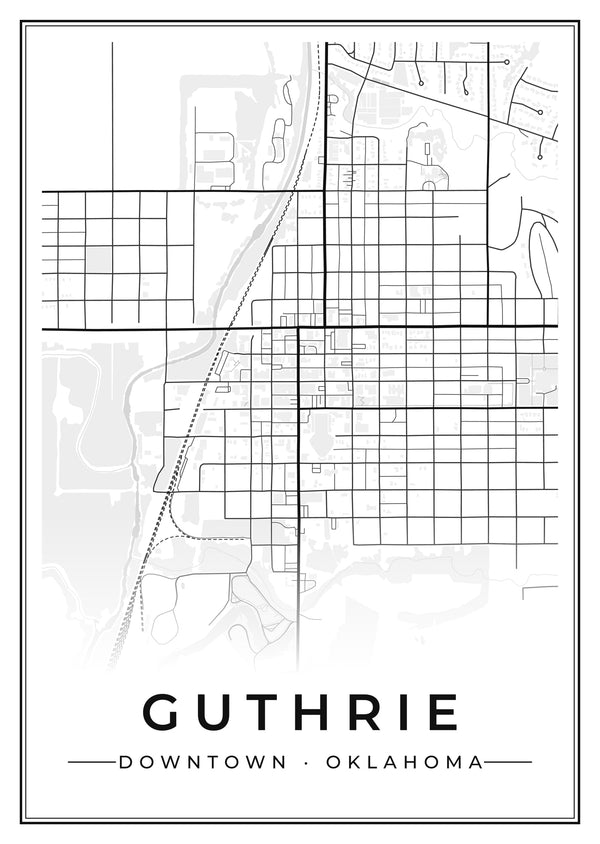 Guthrie Downtown Street Map Poster