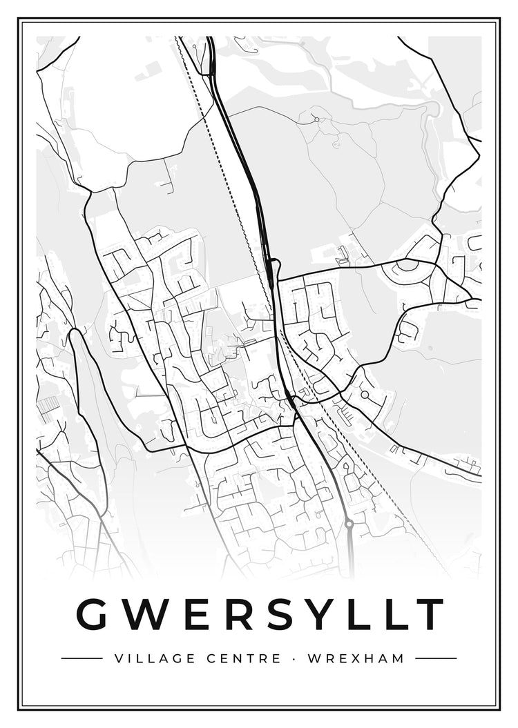 Gwersyllt Village Centre Street Map Poster