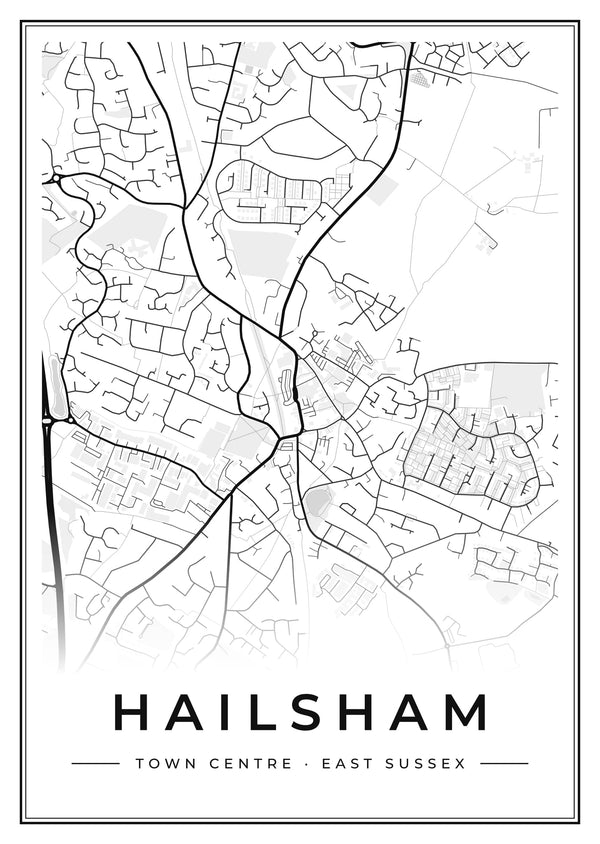 Hailsham Town Centre Street Map Poster