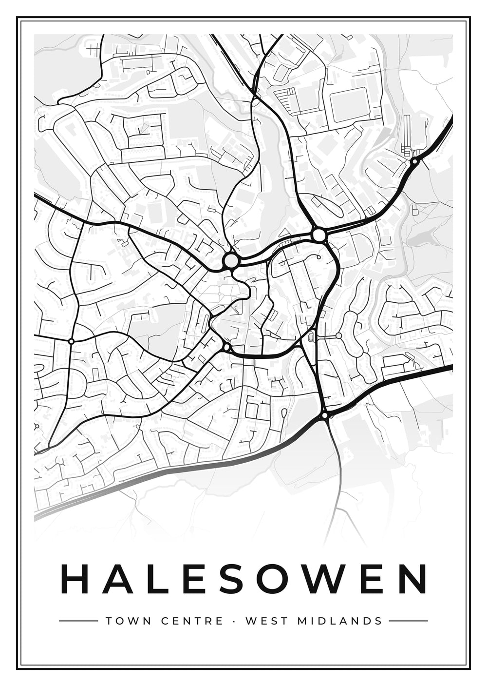 Halesowen Town Centre Street Map Poster