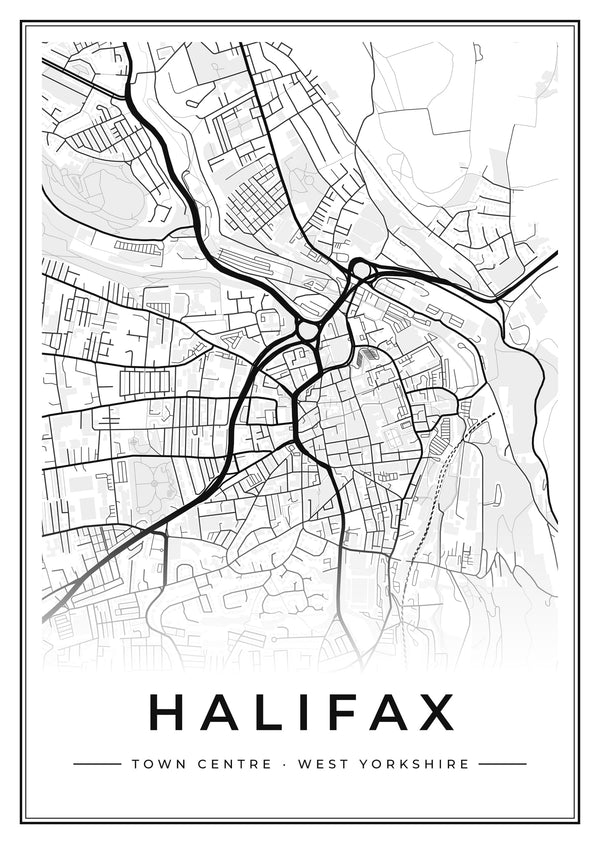 Halifax Town Centre Street Map Poster