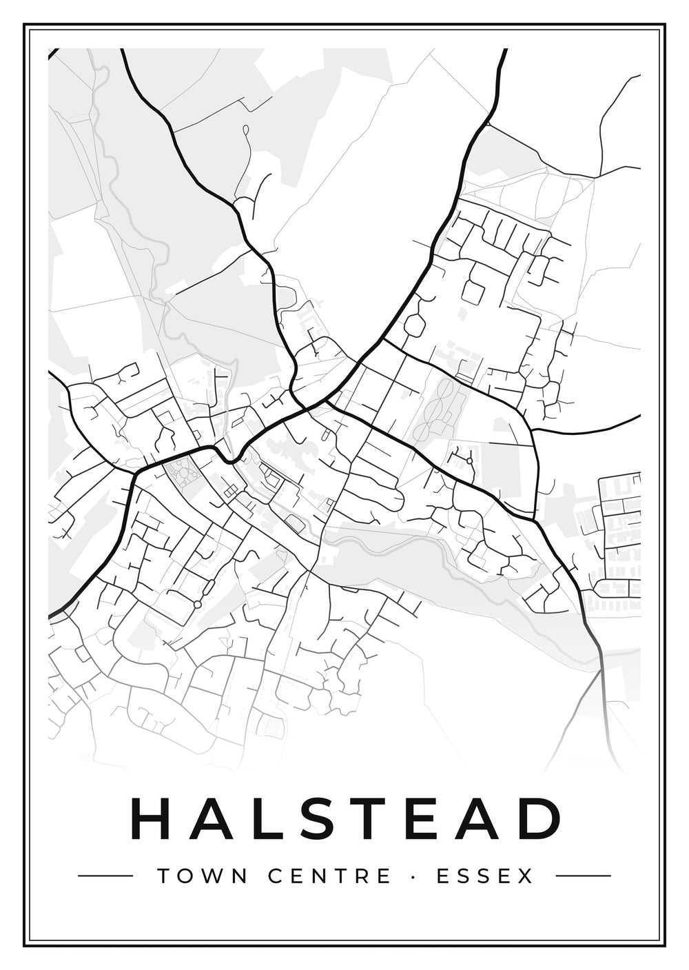 Halstead Town Centre Street Map Poster