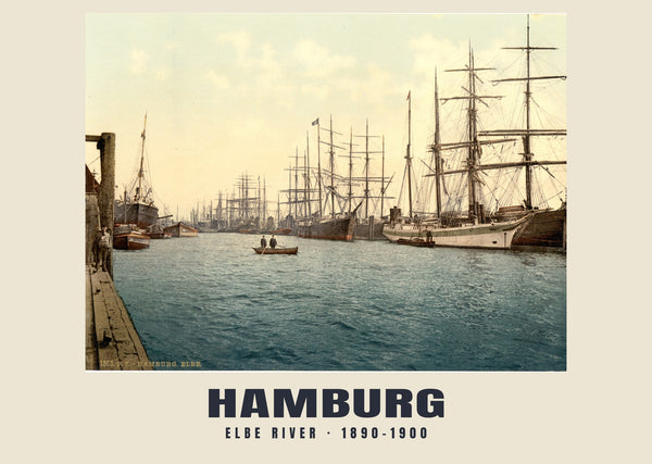 Elbe River, Hamburg — 1890–1900 · Vintage photochrom print