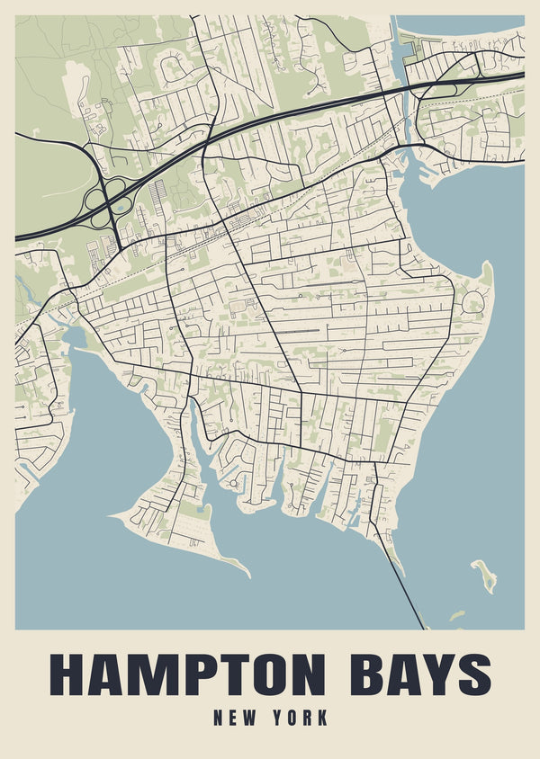 Hampton Bays Street Map Poster