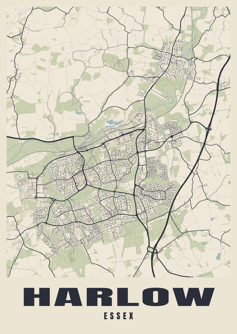 Harlow Street Map Poster