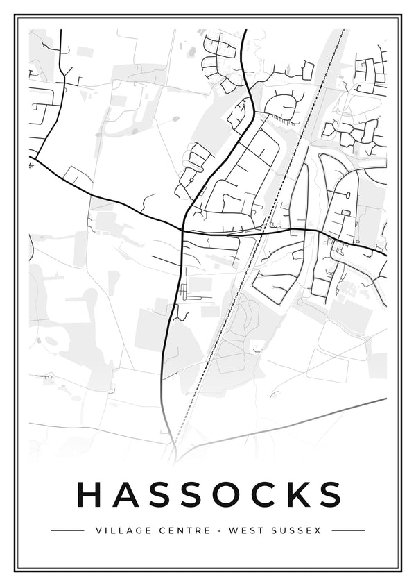 Hassocks Village Centre Street Map Poster
