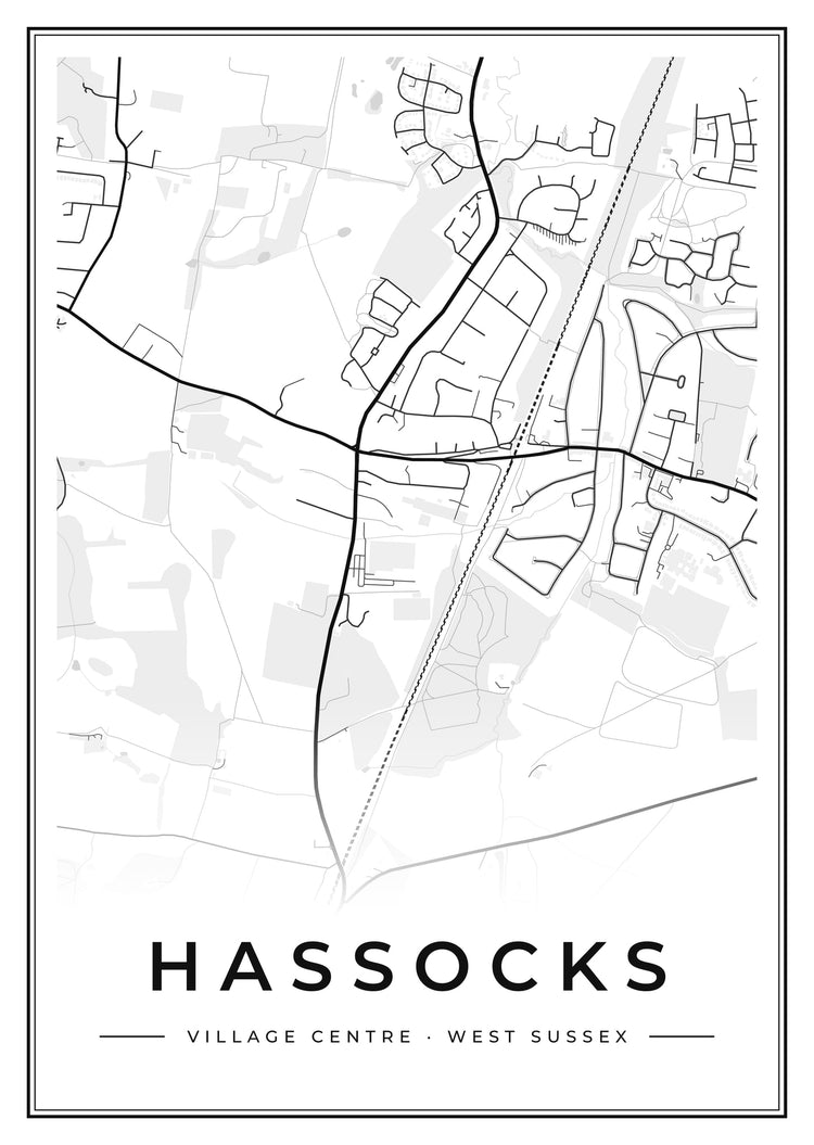 Hassocks Village Centre Street Map Poster