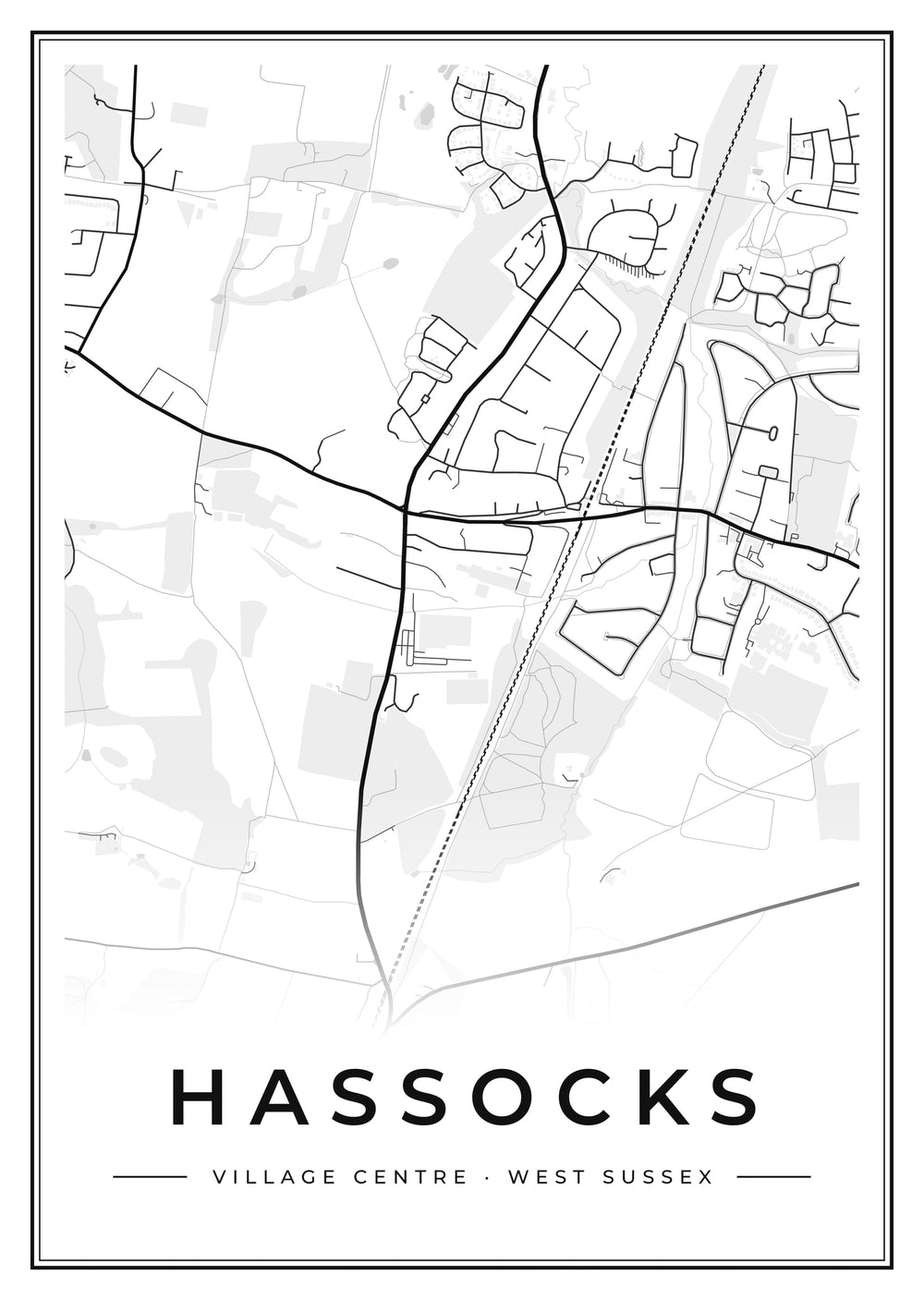 Hassocks Village Centre Street Map Poster