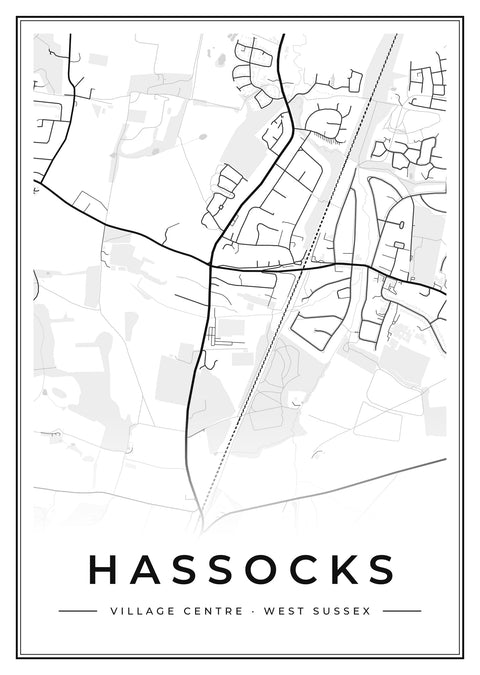 Hassocks Village Centre Street Map Poster