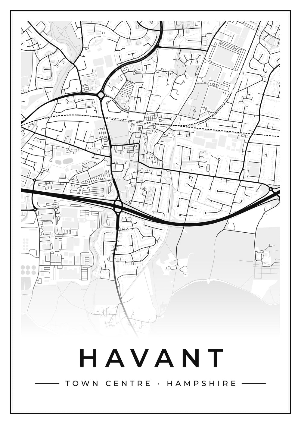 Havant Town Centre Street Map Poster