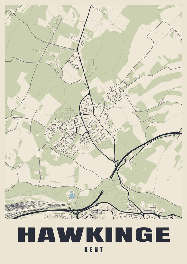 Hawkinge Street Map Poster