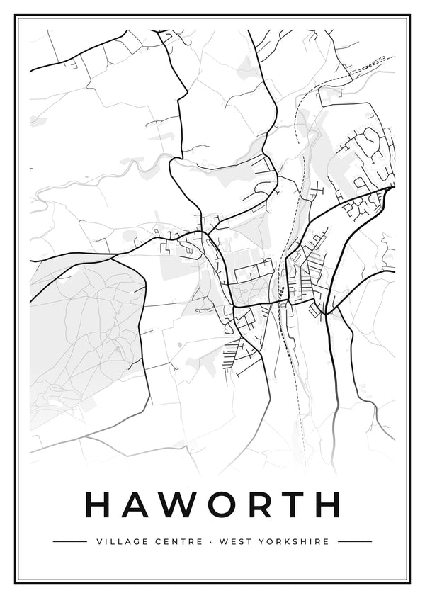 Haworth Village Centre Street Map Poster