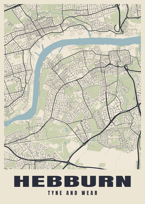 Hebburn Street Map Poster
