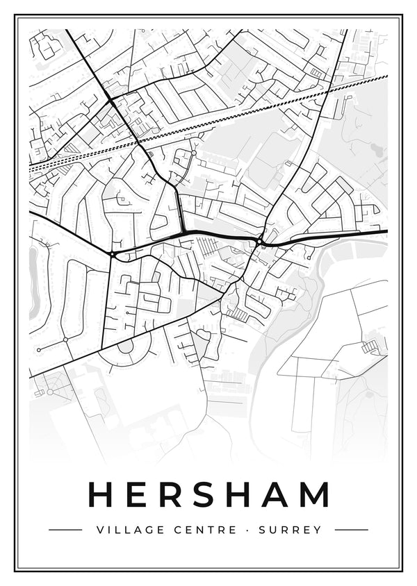 Hersham Village Centre Street Map Poster
