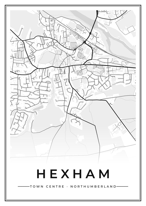 Hexham Town Centre Street Map Poster