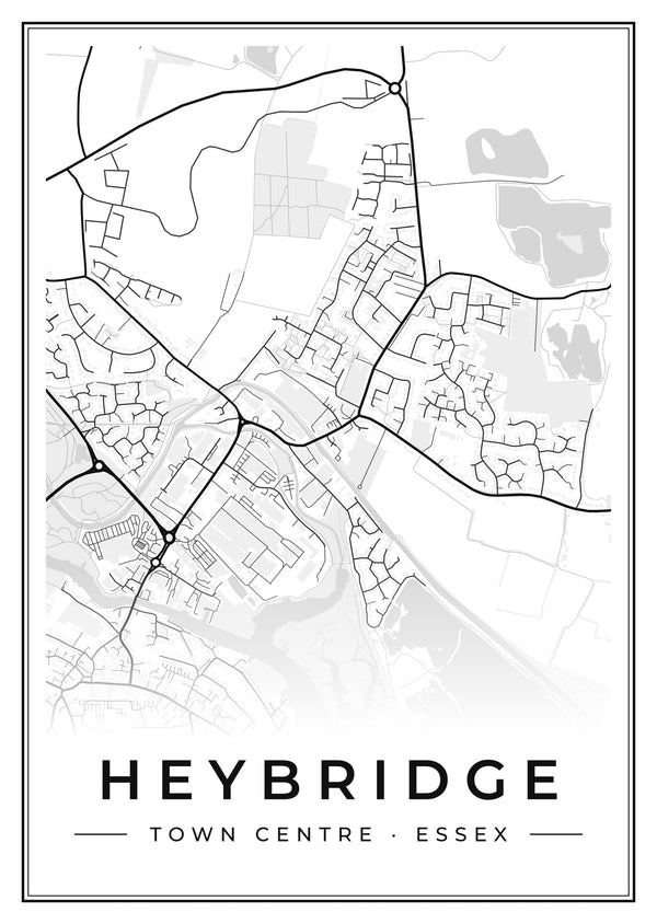 Heybridge Town Centre Street Map Poster