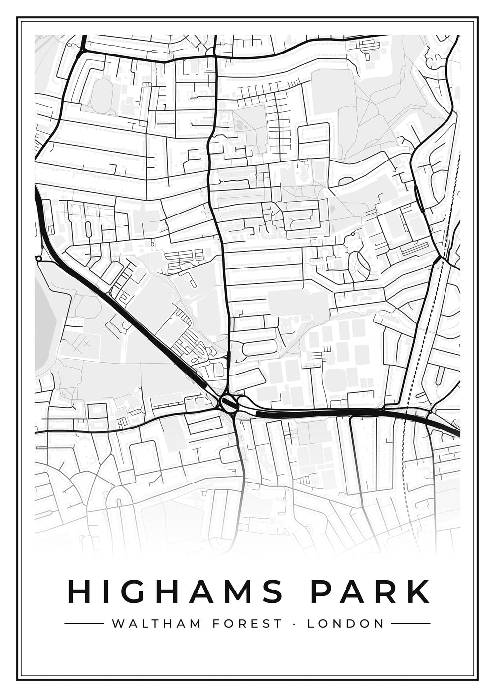 Highams Park Street Map Poster