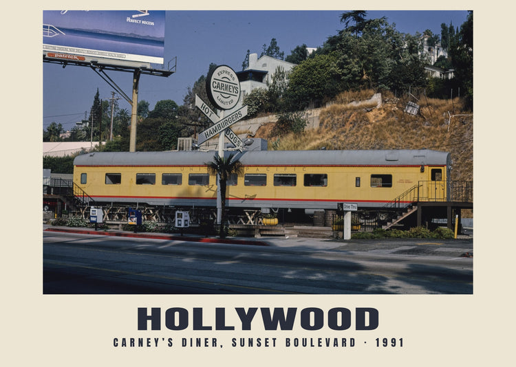 Carney’s Diner, Sunset Boulevard, Hollywood, California — 1991 · Wydruk historycznej fotografii