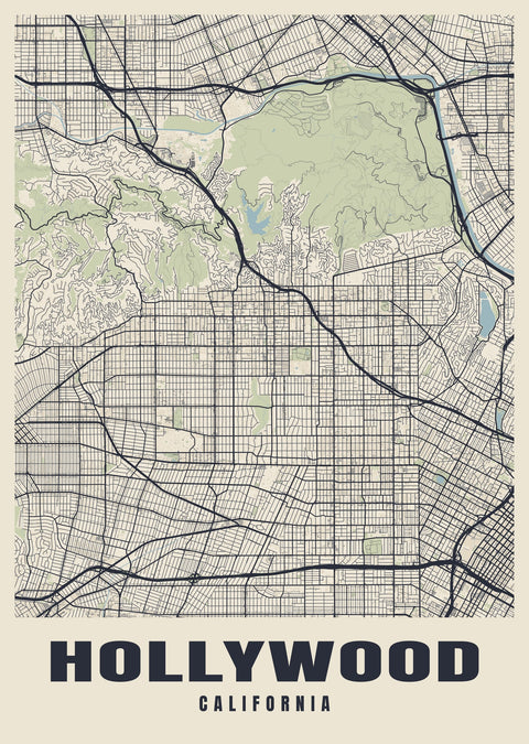 Hollywood Street Map Poster