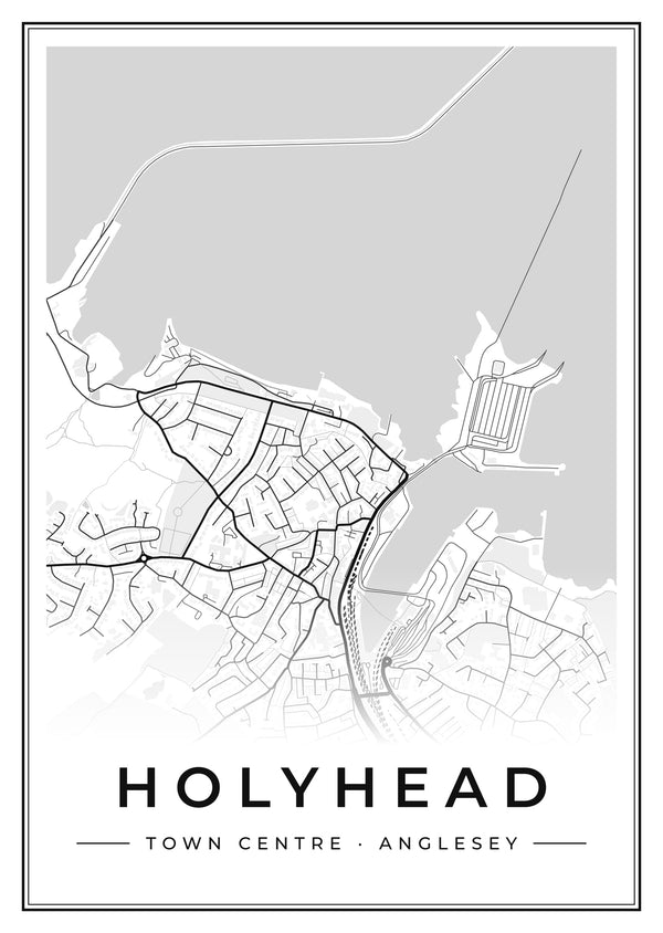 Holyhead Town Centre Street Map Poster